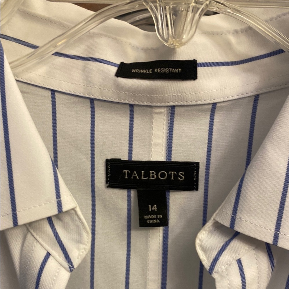 Talbots  White and Black Boxy Button Down Shirt - Picture 2 of 6